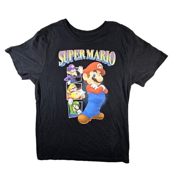 Nintendo Super Mario Rewind Characters Tee T-Shirt Adult Size L 42x44 Black - Picture 1 of 5